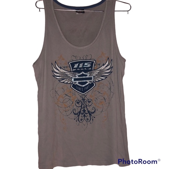Harley-Davidson Tops - Harley-Davidson Tank Top Size XL Gray/Blue Jewels Crystal River FL